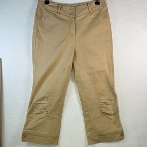 Women’s Low Rise Flap Pocket Tan Crop Capri Utility Pants